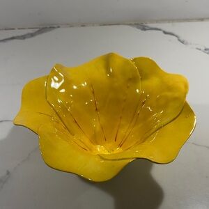 Bright Yellow Flower Shaped Decorative Bowl